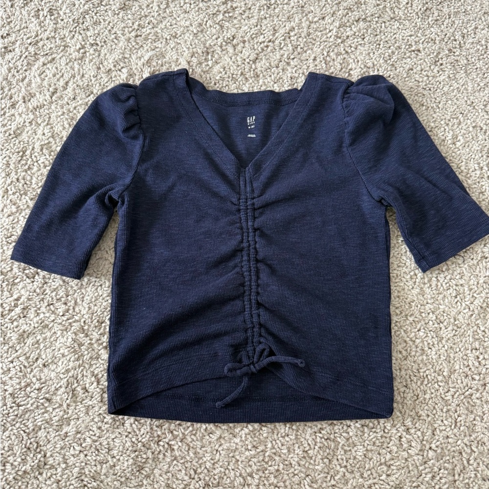 GAP Kids Navy V-Neck Ribbed Knit Top